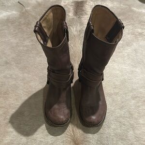 Frye Brown Leather Booties Size 9.5